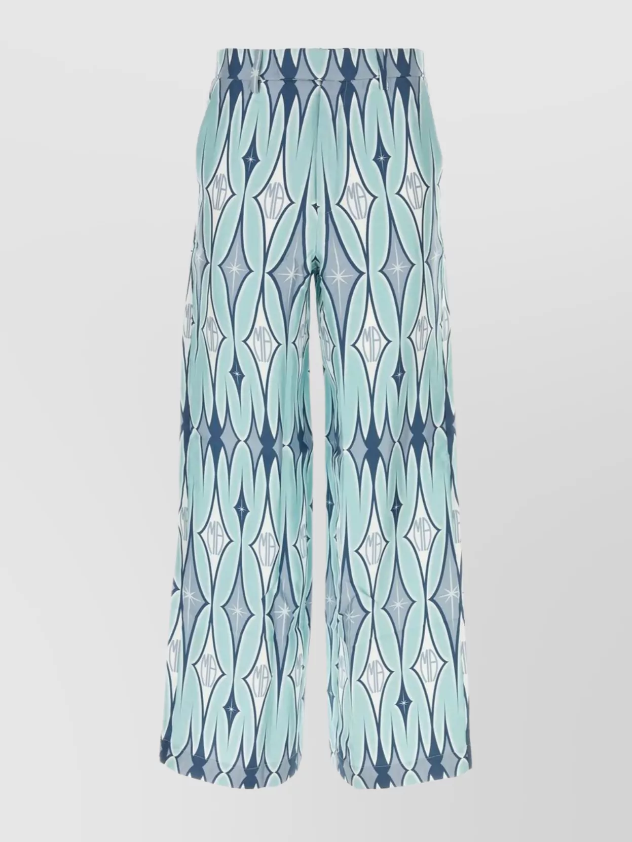 Shop Amiri Intricately Embroidered Silk Wide-leg Pant In Cyan