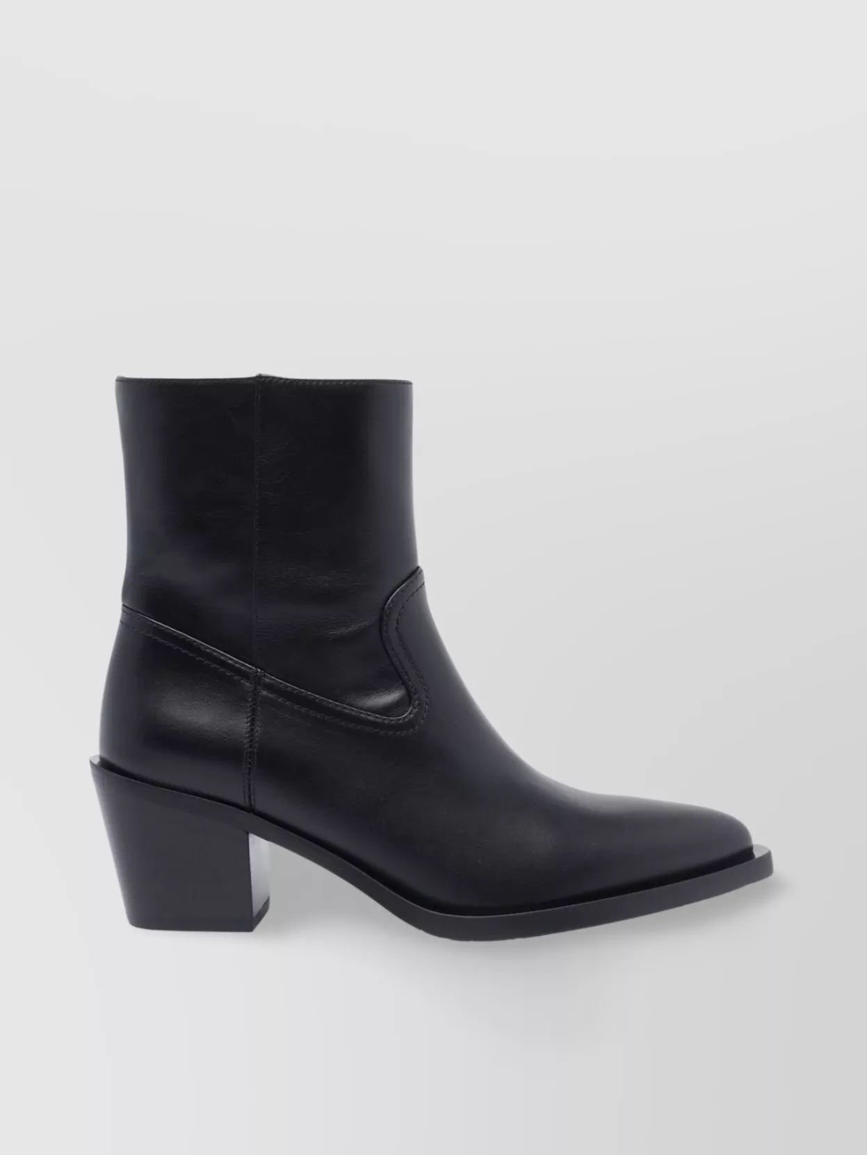 Stuart Weitzman Leather Block Heel Ankle Boots With Pointed Toe
