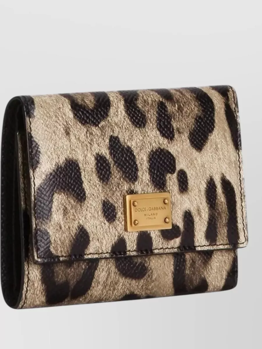 Dolce&Gabbana Leopard Print Tri Fold Leather Wallet
