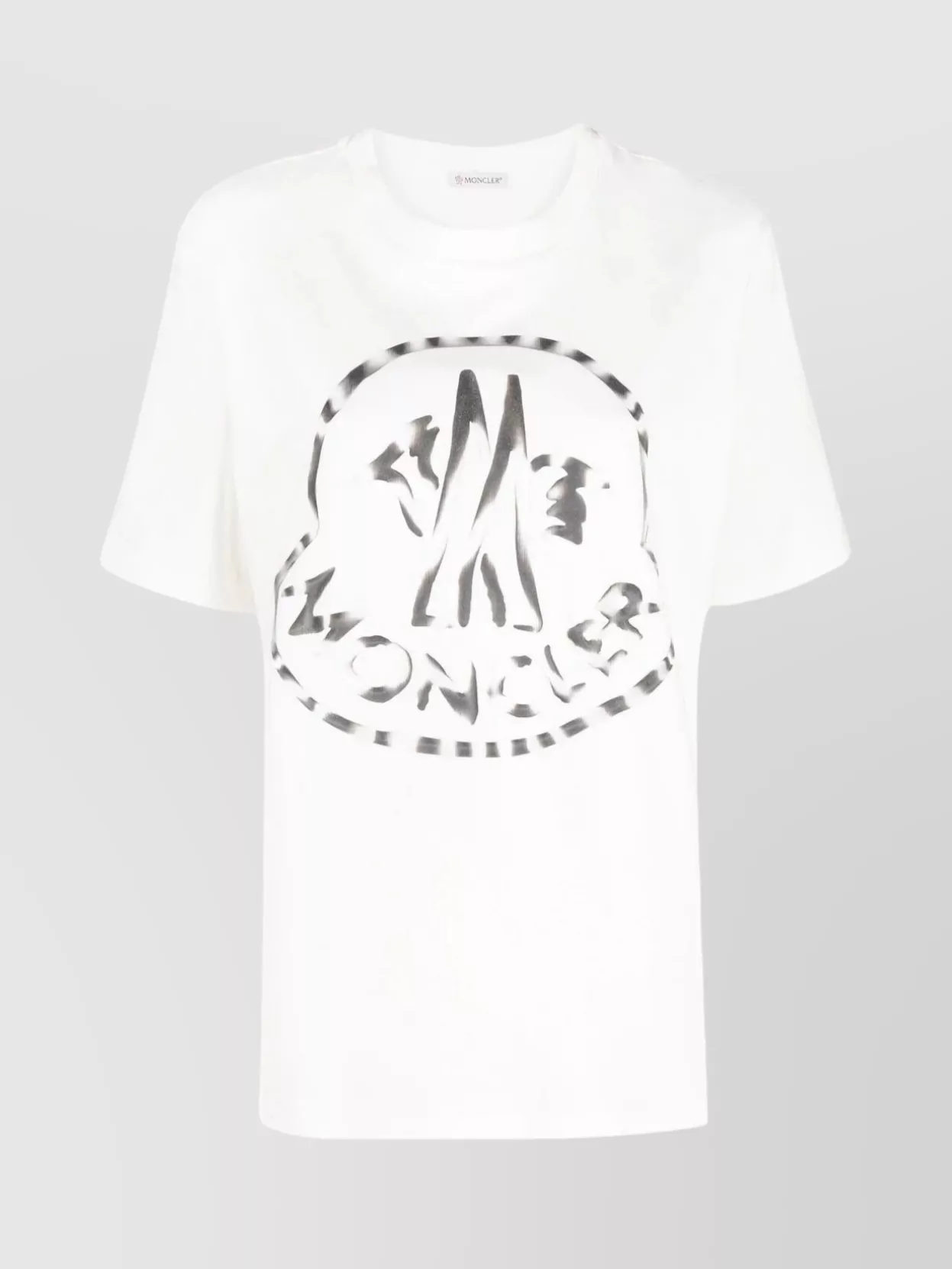 Shop Moncler Ribbed Logo Crewneck T-shirt In White