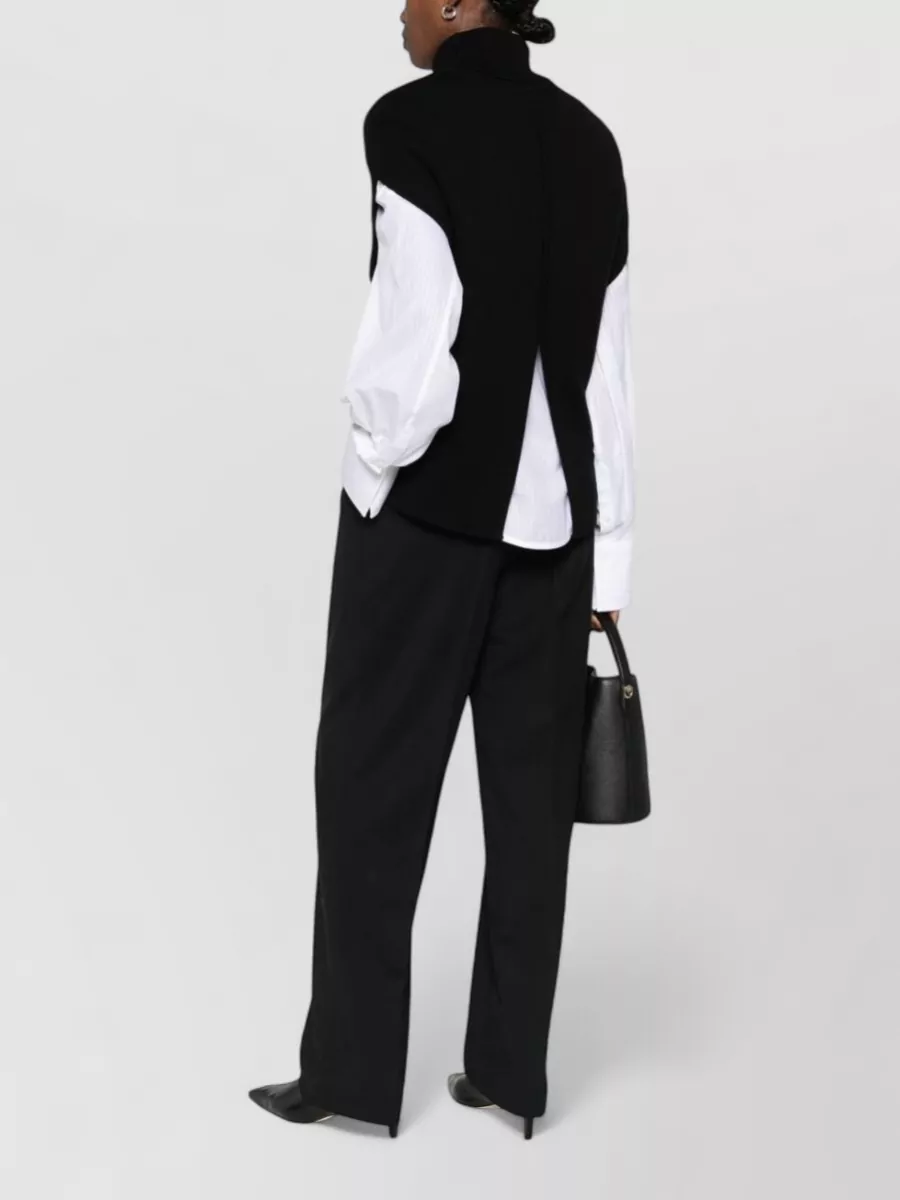 Totême Wool Turtleneck Vest Layered Design In Black