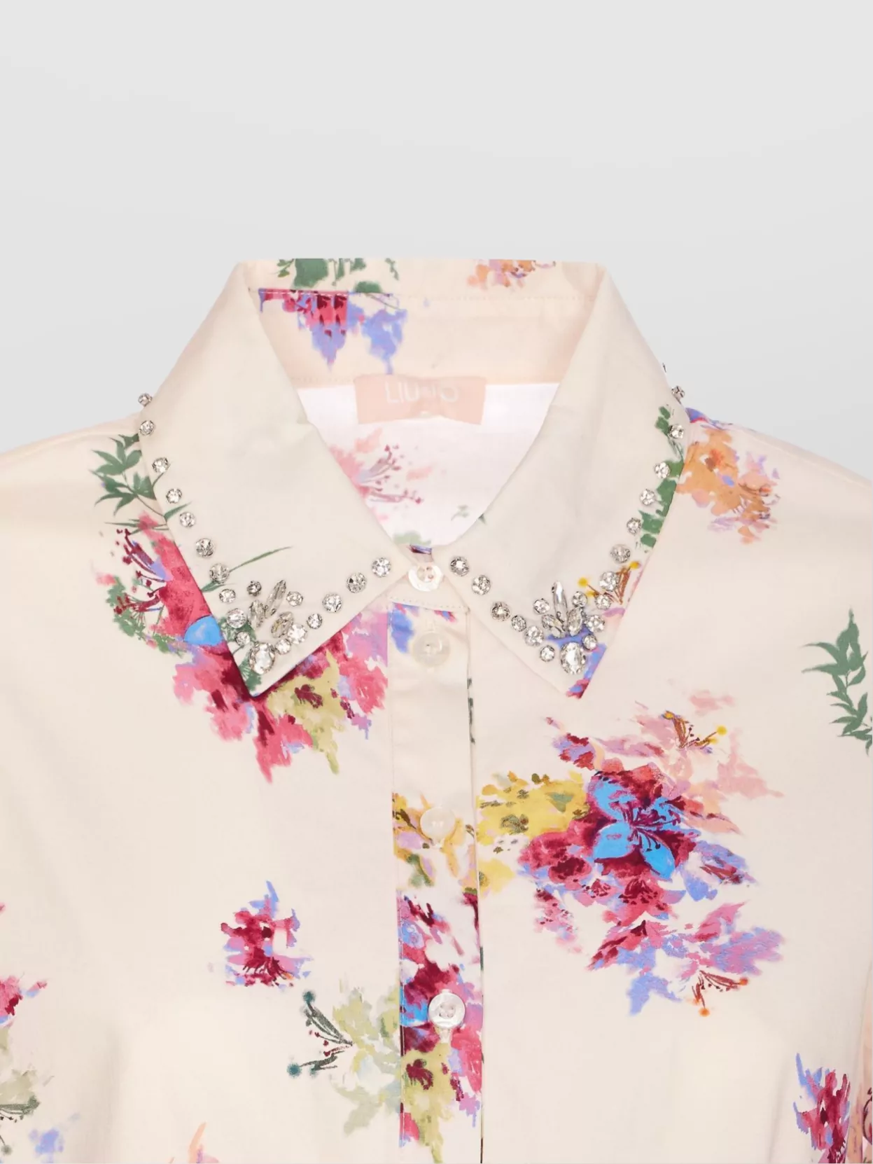 Liu •jo Embellished Collar Floral Pattern Crop Top