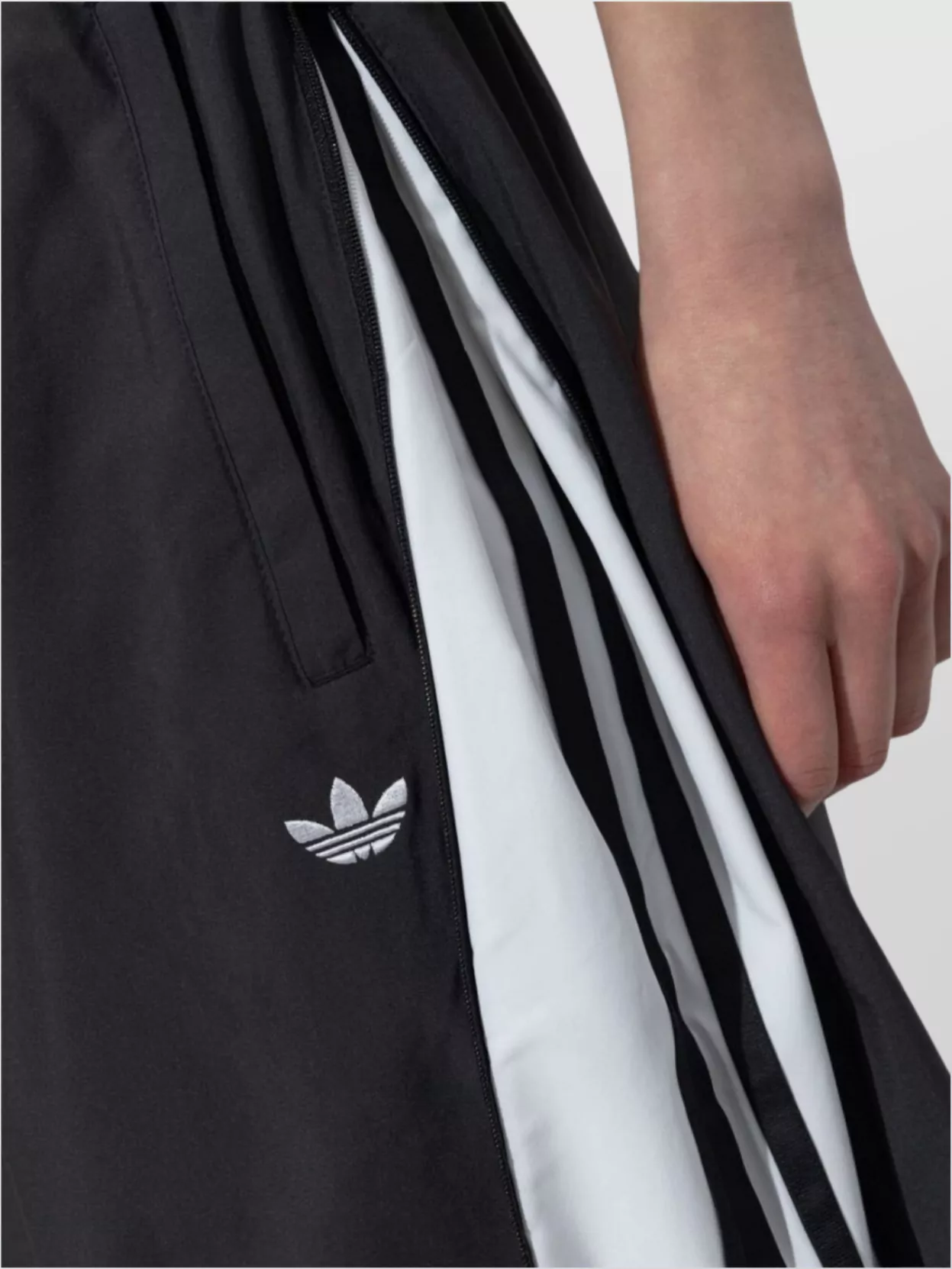 Adidas Originals Zipper Elastic Waist Sporty Trousers In Black