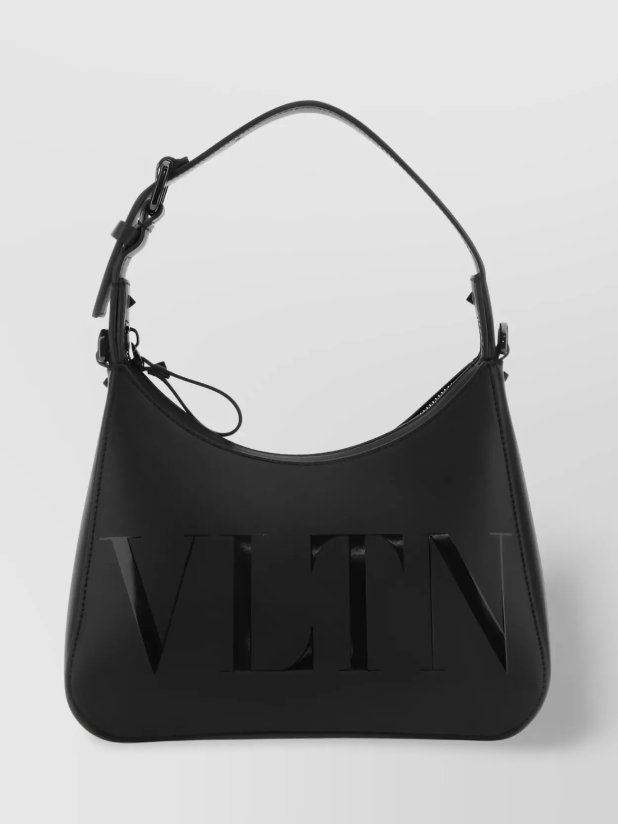 Shop Valentino Adjustable Leather Shoulder Bag In Black