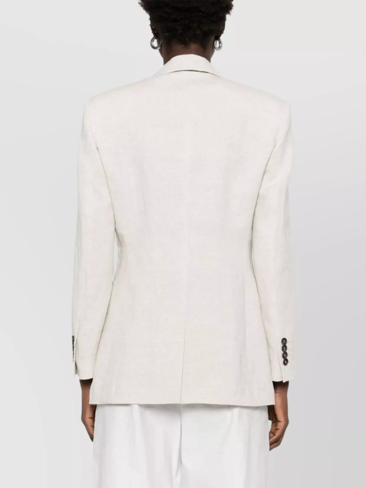 Brunello Cucinelli Linen Single-Breasted Jacket Featuring Shoulder Pads