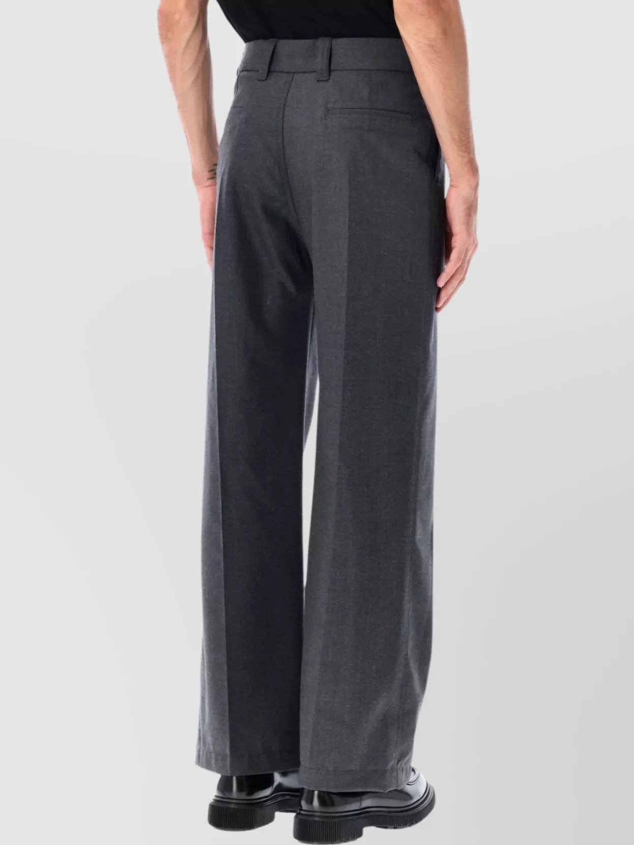 Lemaire Wide Leg Tailored Trousers Pleated Front In Gray