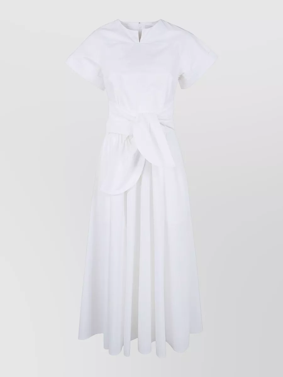 Patou Cotton Short-Sleeve Knotted Midi Dress