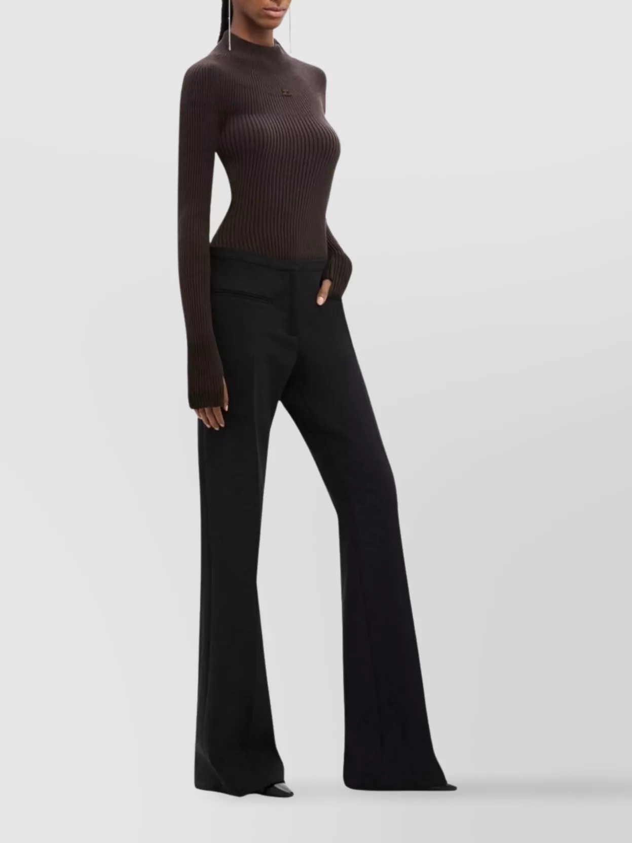 Courrèges Ribbed High Neck Long Sleeve Bodysuit