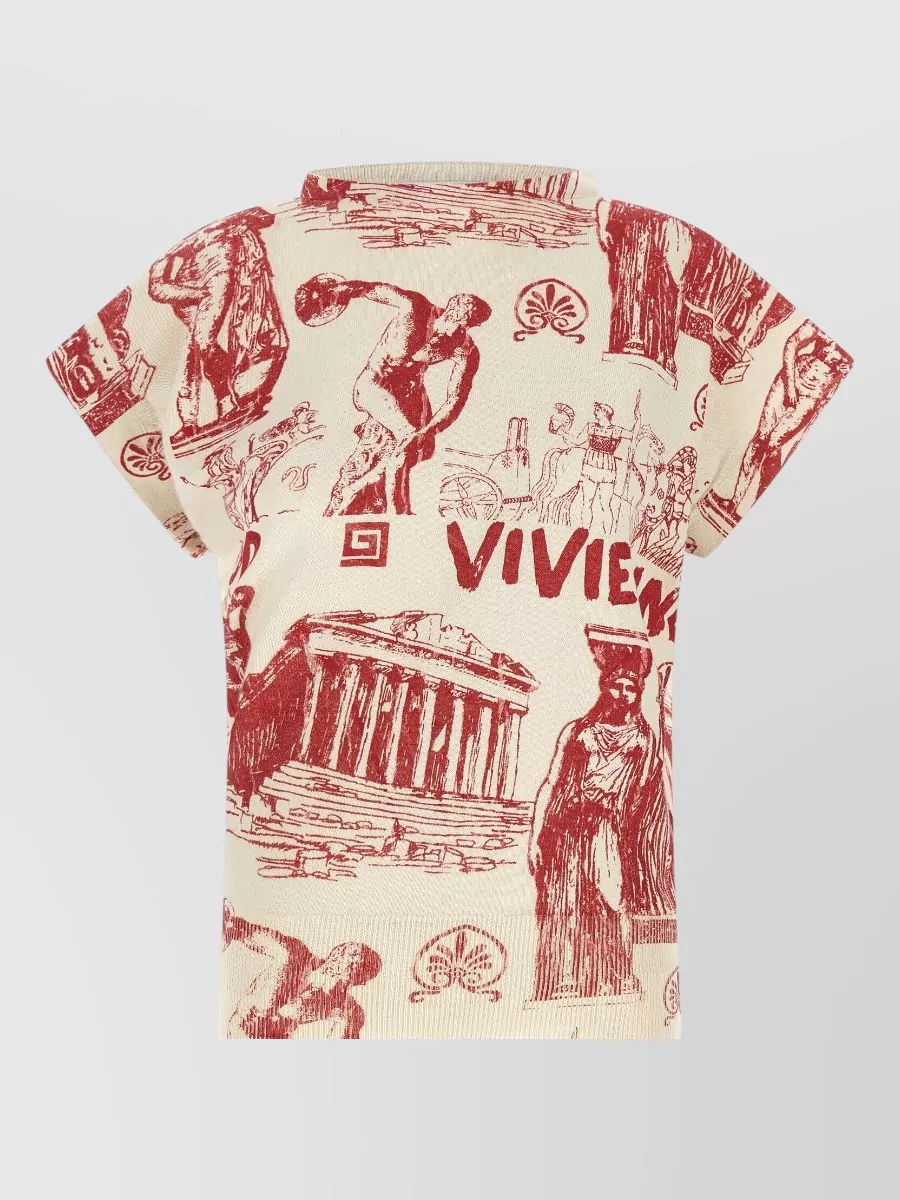 Vivienne Westwood cashmere asymmetric boat neck graphic print top