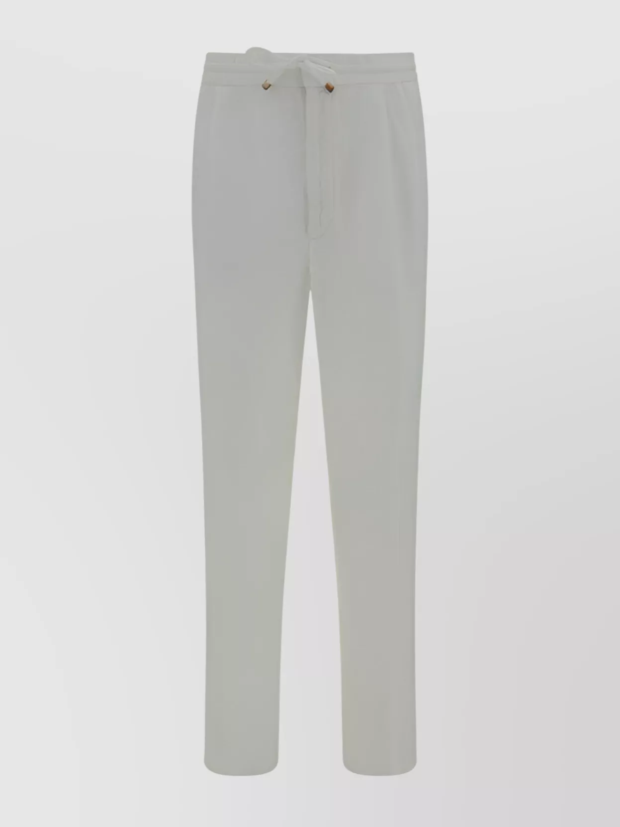 Shop Brunello Cucinelli Linen Trousers With Adjustable Drawstring Waistband