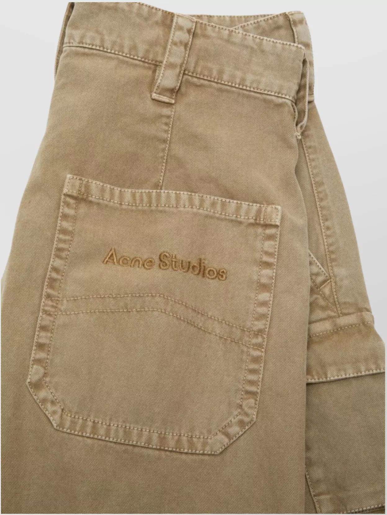 Acne Studios Wide Leg Denim Cotton Jeans With Cargo Pockets