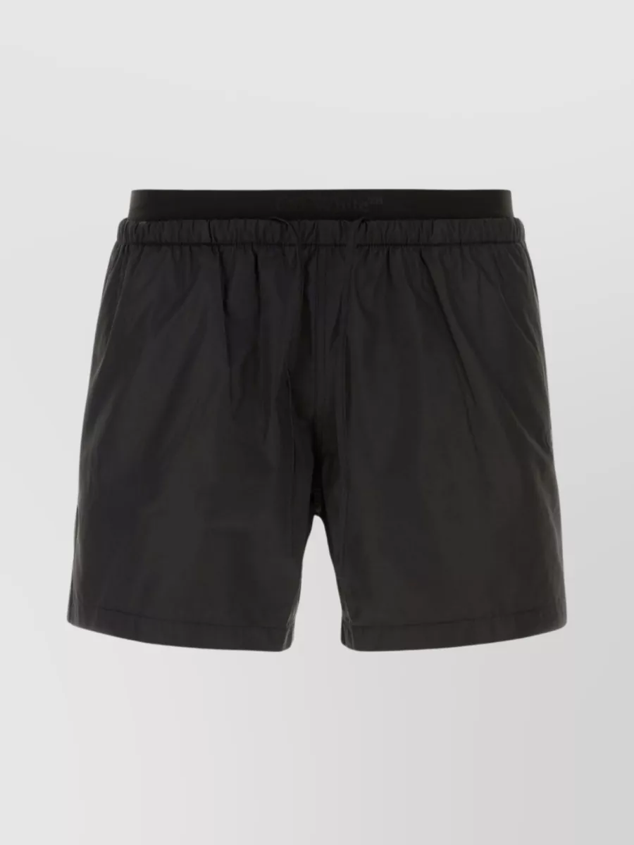 Shop Off-white Polyester Shorts With Side Slits And Pockets In Black