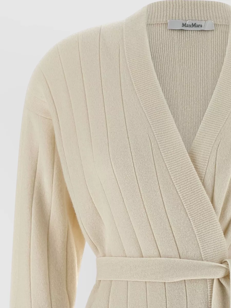 Max Mara Cashmere Ribbed Belted Cardigan