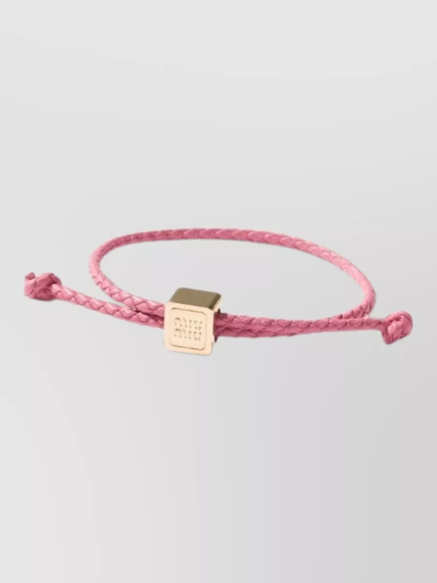 Miu Miu Leather Woven Bracelet