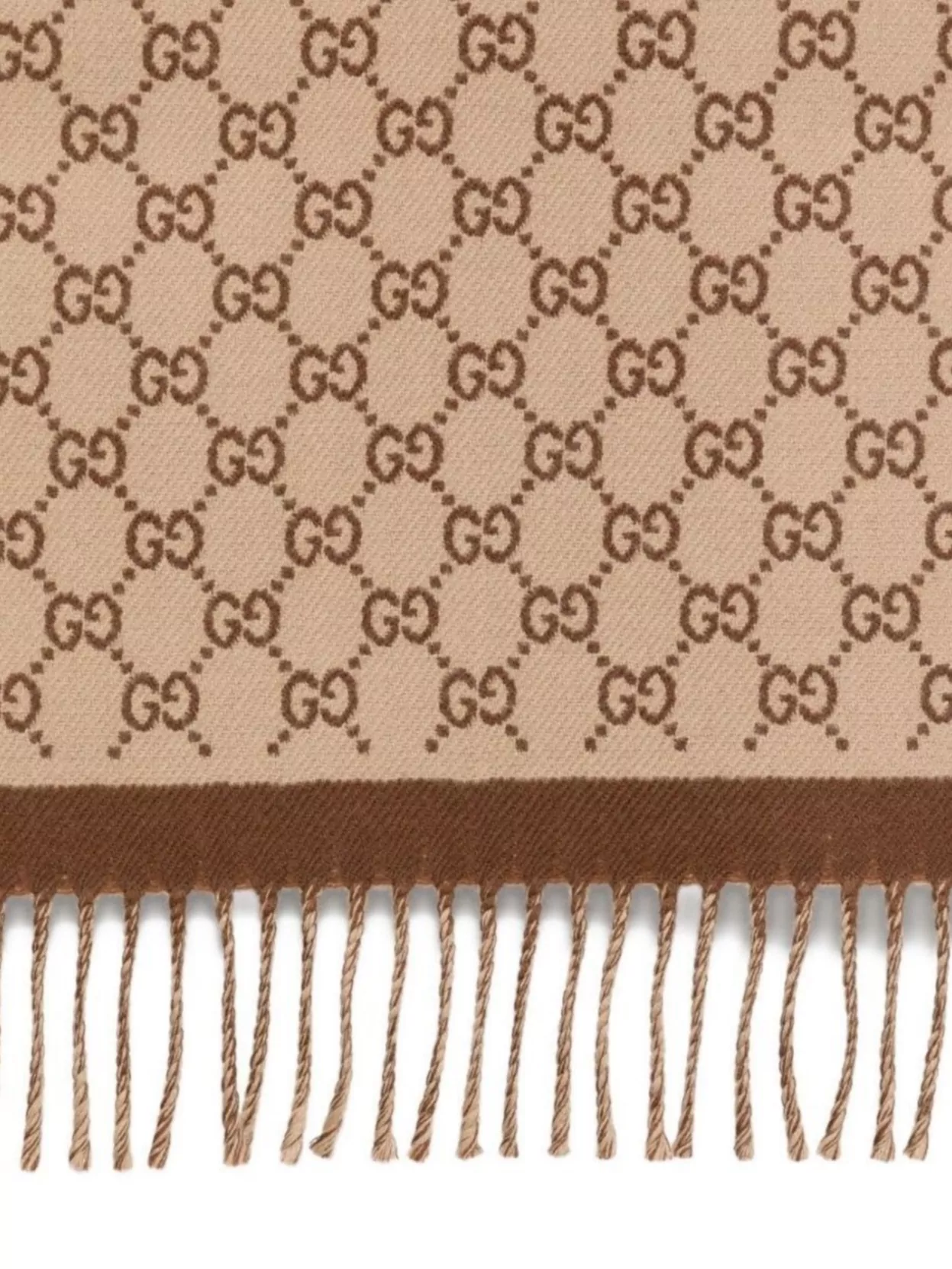 Gucci Reversible Wool Scarf Fringed Edges