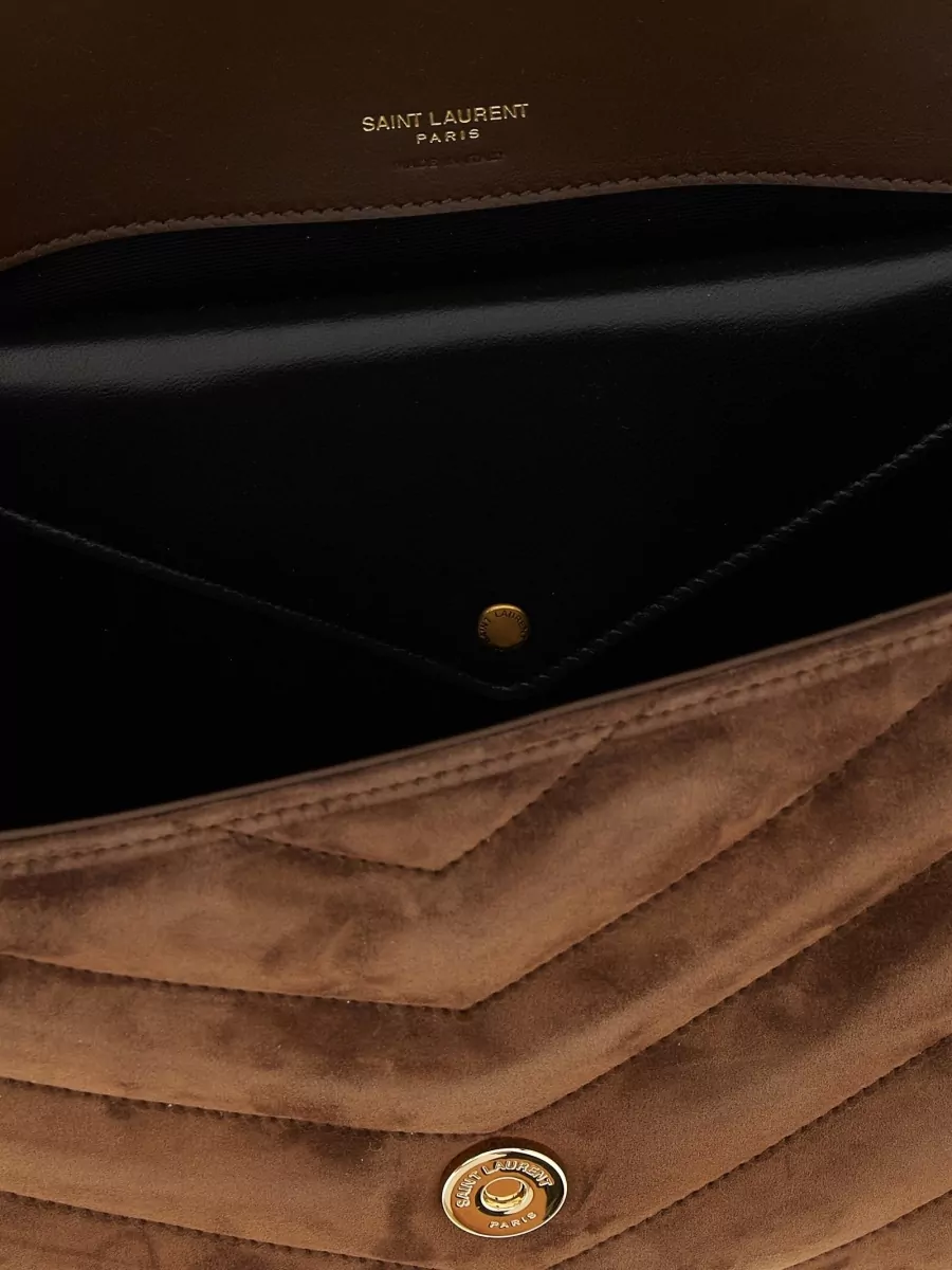 Saint Laurent Chevron Pattern Crossbody Bag With Chain Strap