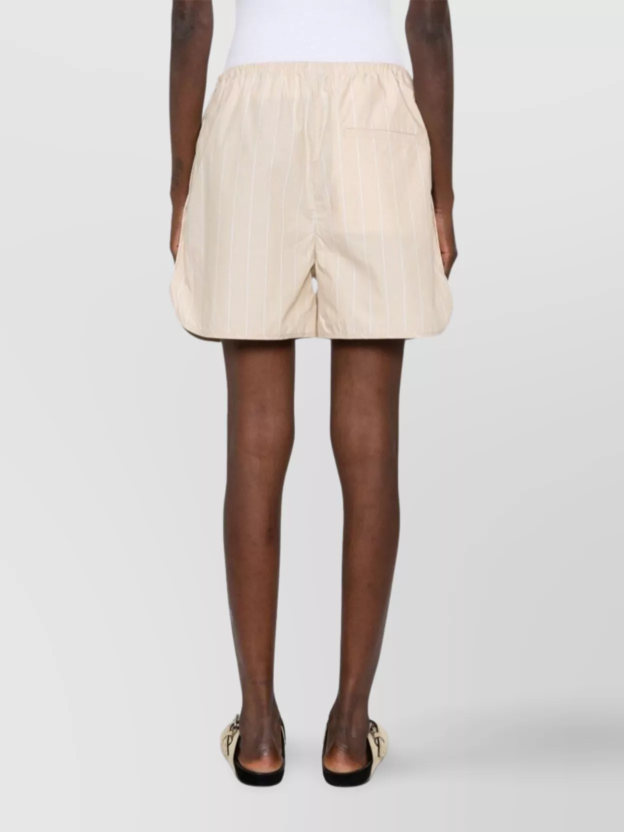 Filippa K Striped Drawstring Shorts Curved Hem