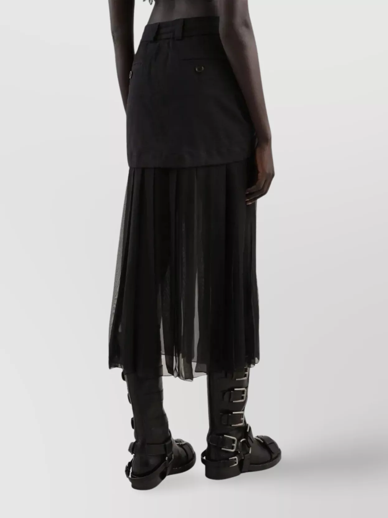 Dolce&Gabbana Drawstring Waist Pleated Silk Blend Skirt