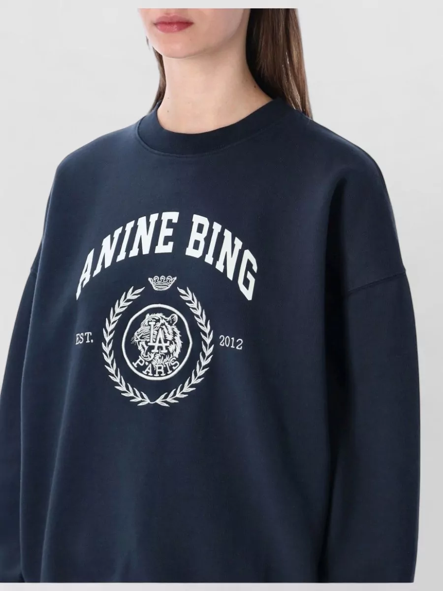 Anine Bing Cotton Oversized Crewneck Sweatshirt