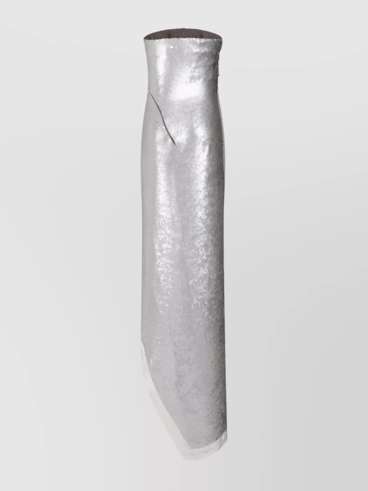 Rick Owens Long Strapless Silk Top Sequinned In Silver