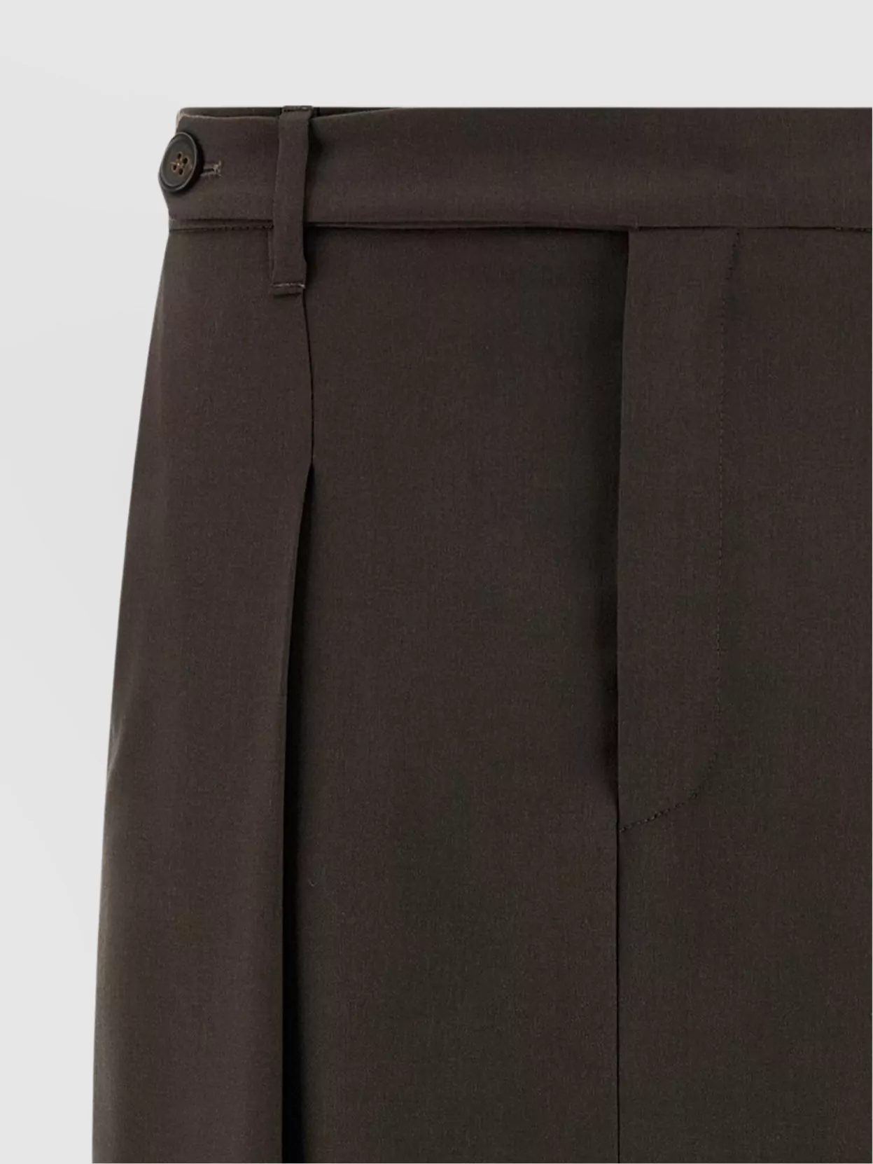Brunello Cucinelli Curved Design Skirt With Pleats And Pockets In Brown