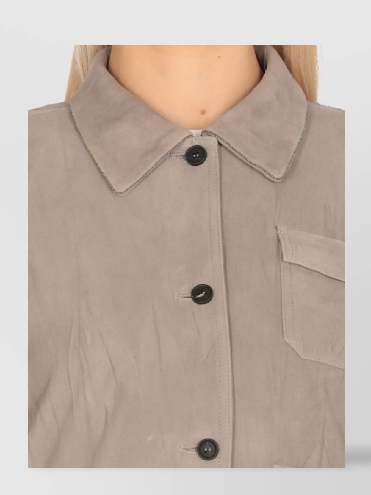 Fabiana Filippi Suede Leather Jackets With Collar Light