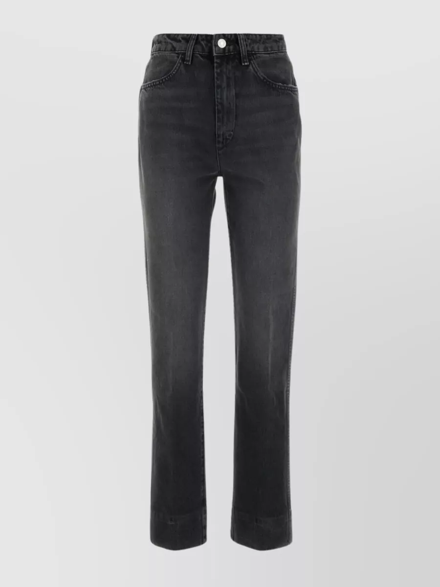 Shop Re/done Stonewashed Denim Trousers With Belt Loops In Black
