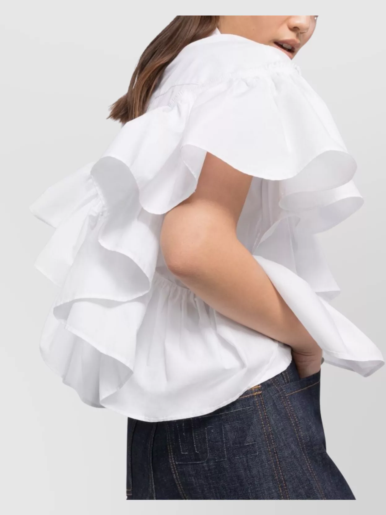 Az Factory Ruffled Sleeves Cotton Shirt