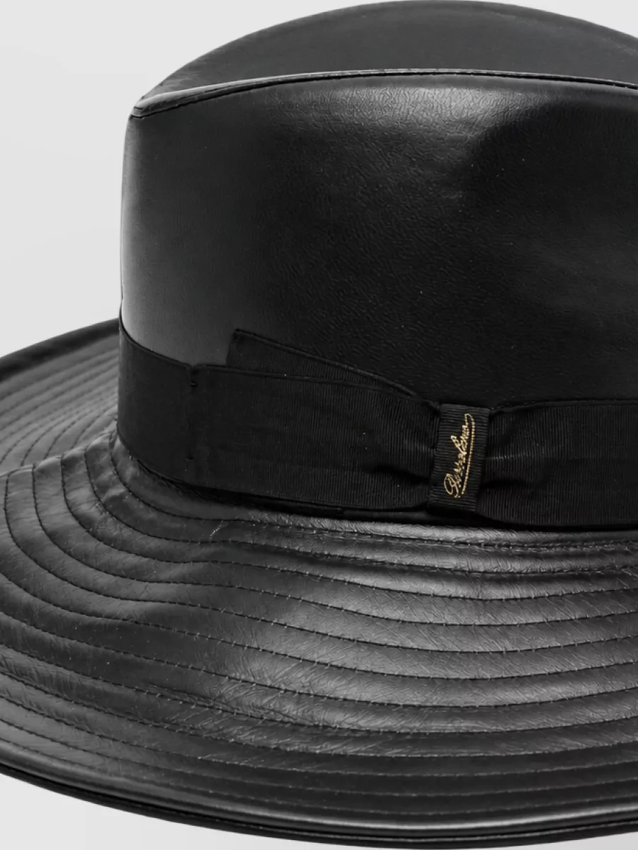Borsalino Leather Wide Brim Hat