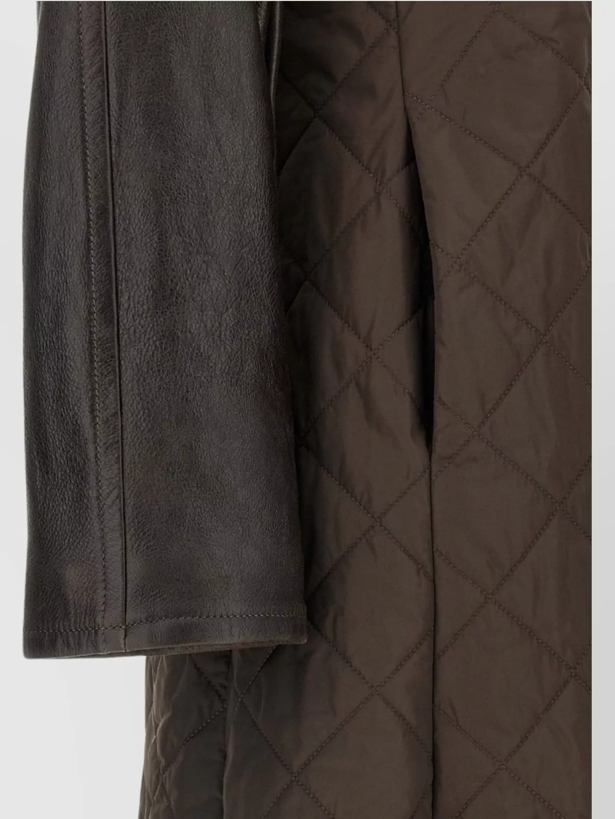 Max Mara Quilted Coat Leather Sleeves