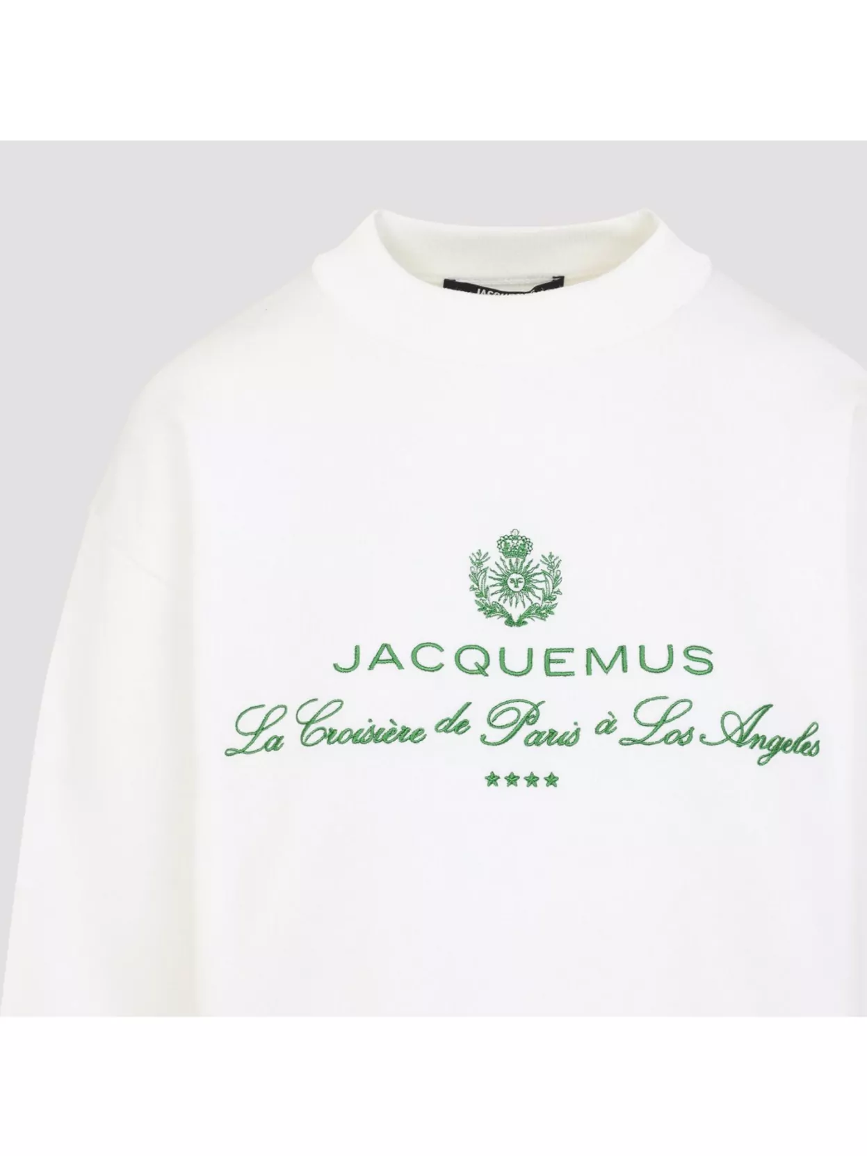 Jacquemus Womens Hotel Address White The Venice Embroidered-text Woven-knitted Top