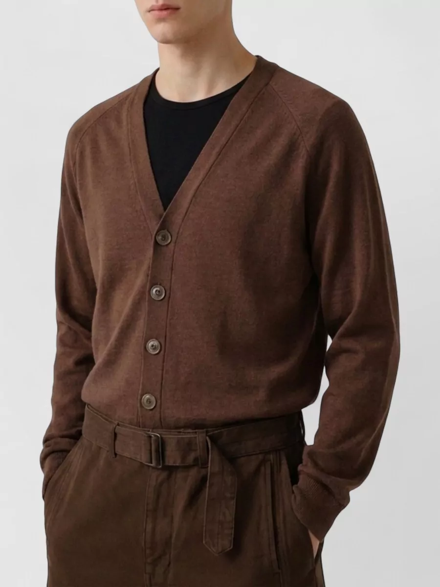 Lemaire ribbed asymmetric v-neck cardigan