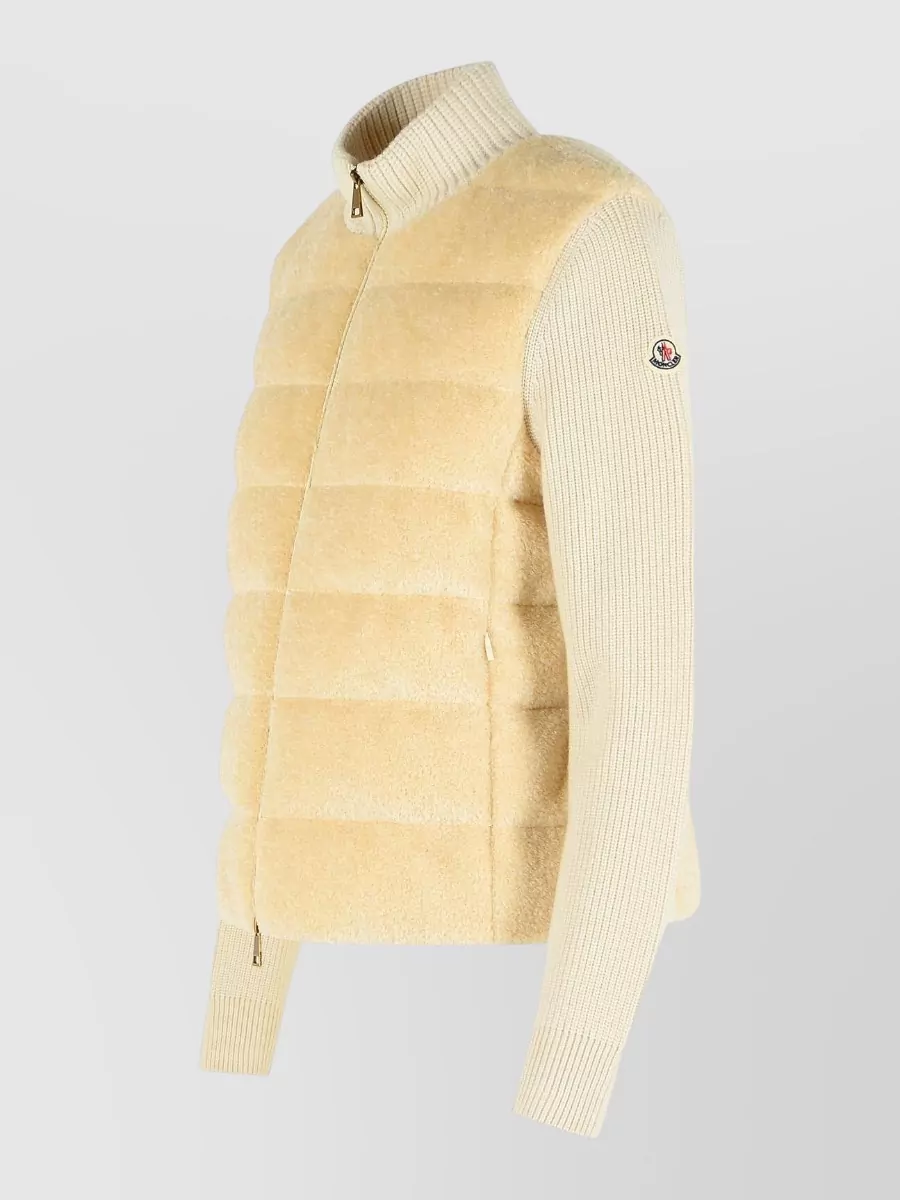 Moncler Wool Teddy Fleece Padded Zip Cardigan