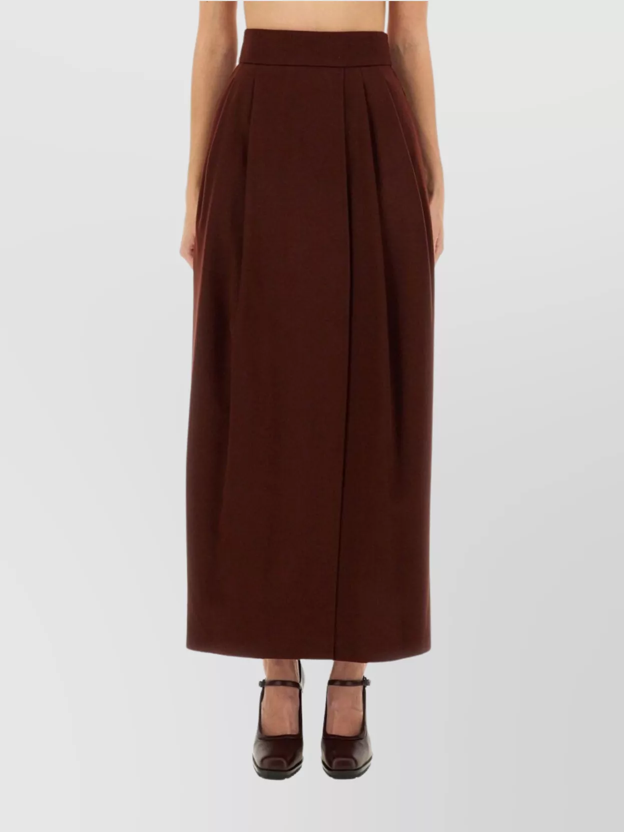 Max Mara High Waisted Pleated Maxi Skirt In Brown