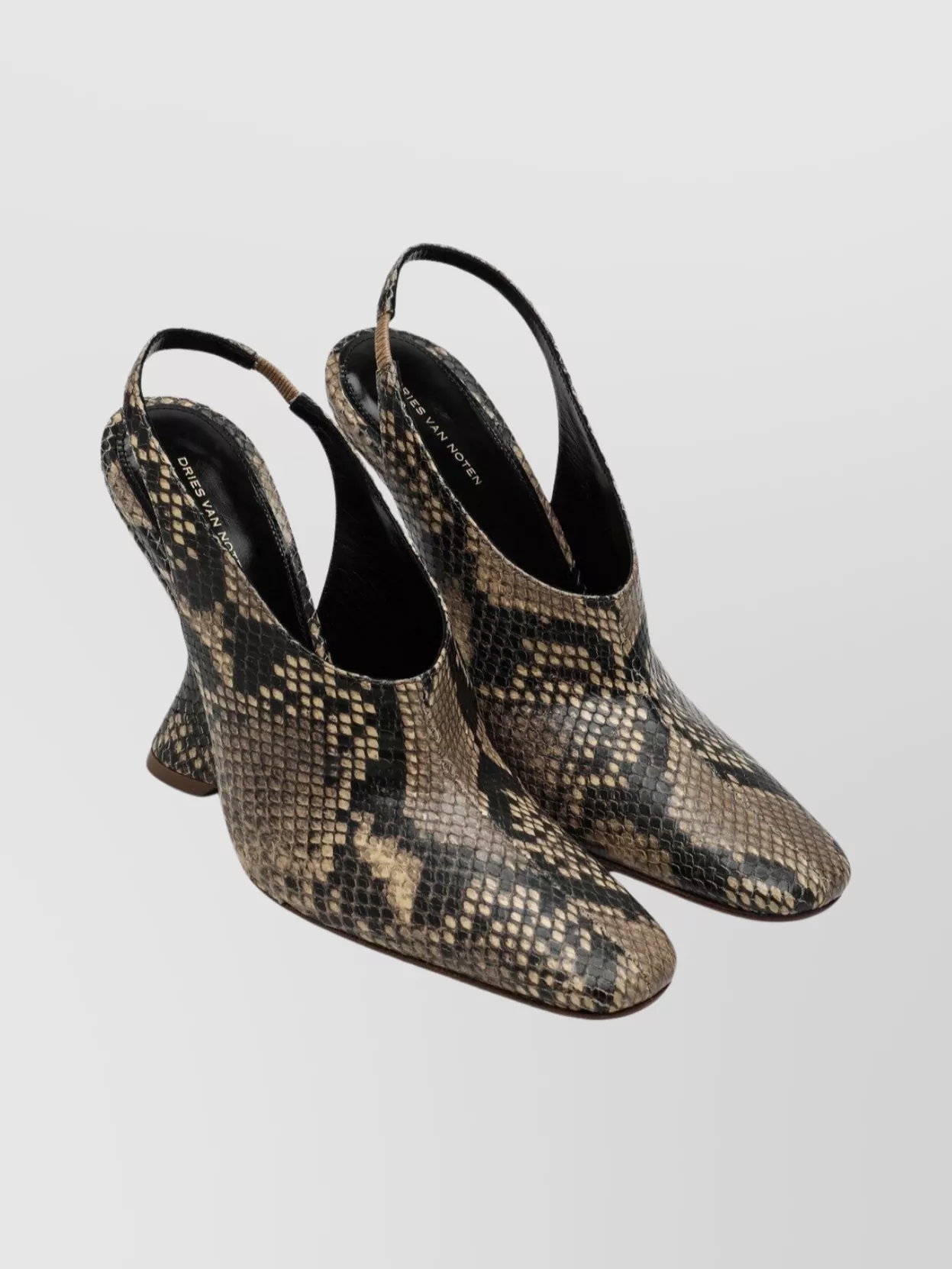 Dries Van Noten Pumps With A Wedge In Printed Leather In Gray