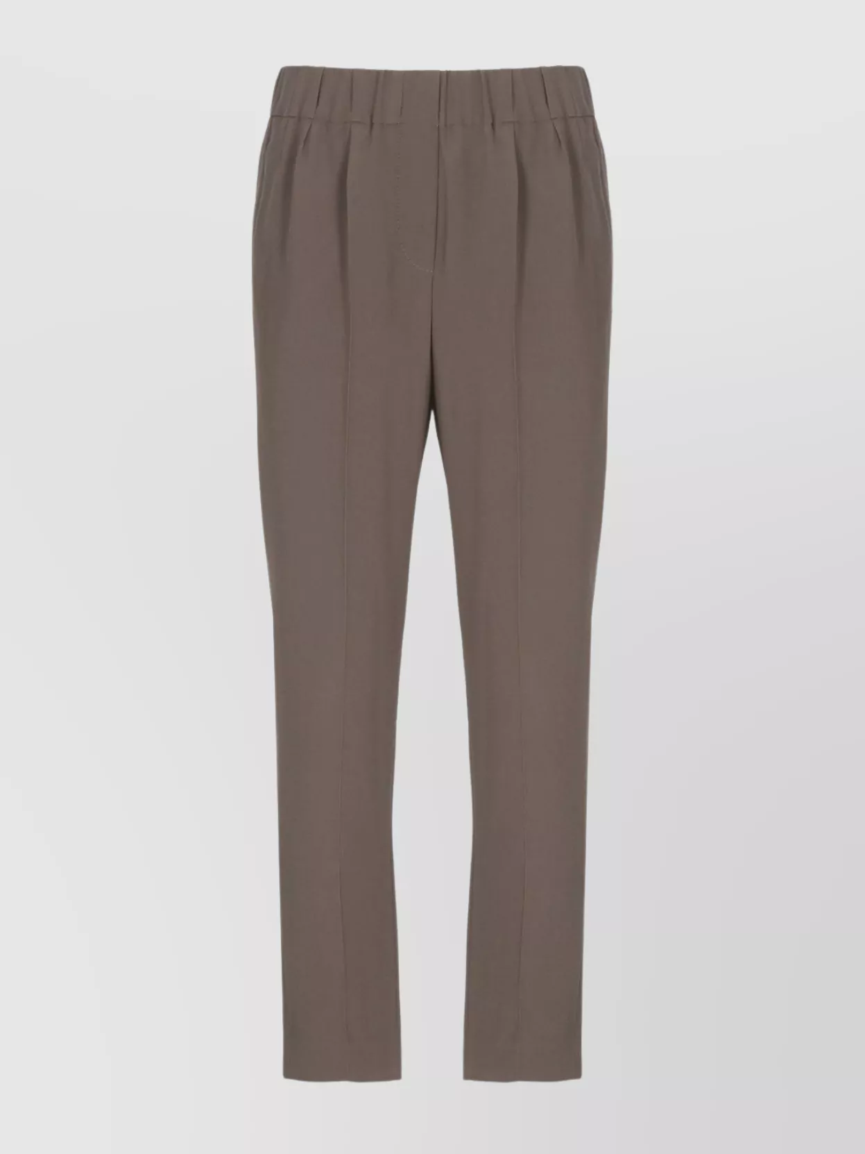 Brunello Cucinelli Silk Blend Straight Leg Trousers In Brown