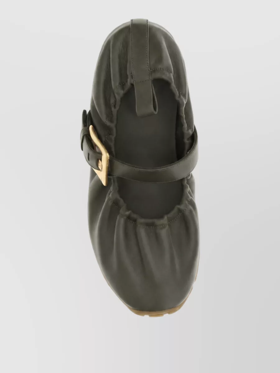 Balmain Leather Buckle Strap Ballerina Shoes