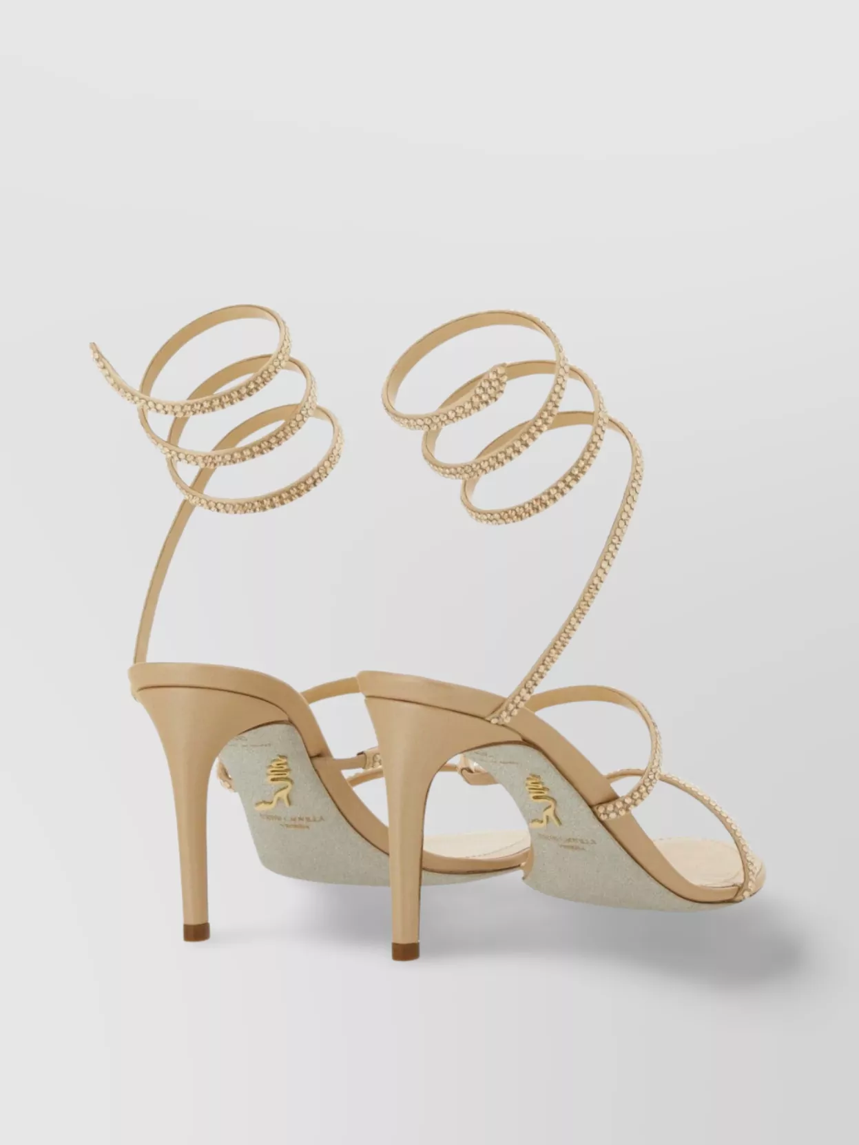 Rene Caovilla Satin Strappy Open Toe Pumps