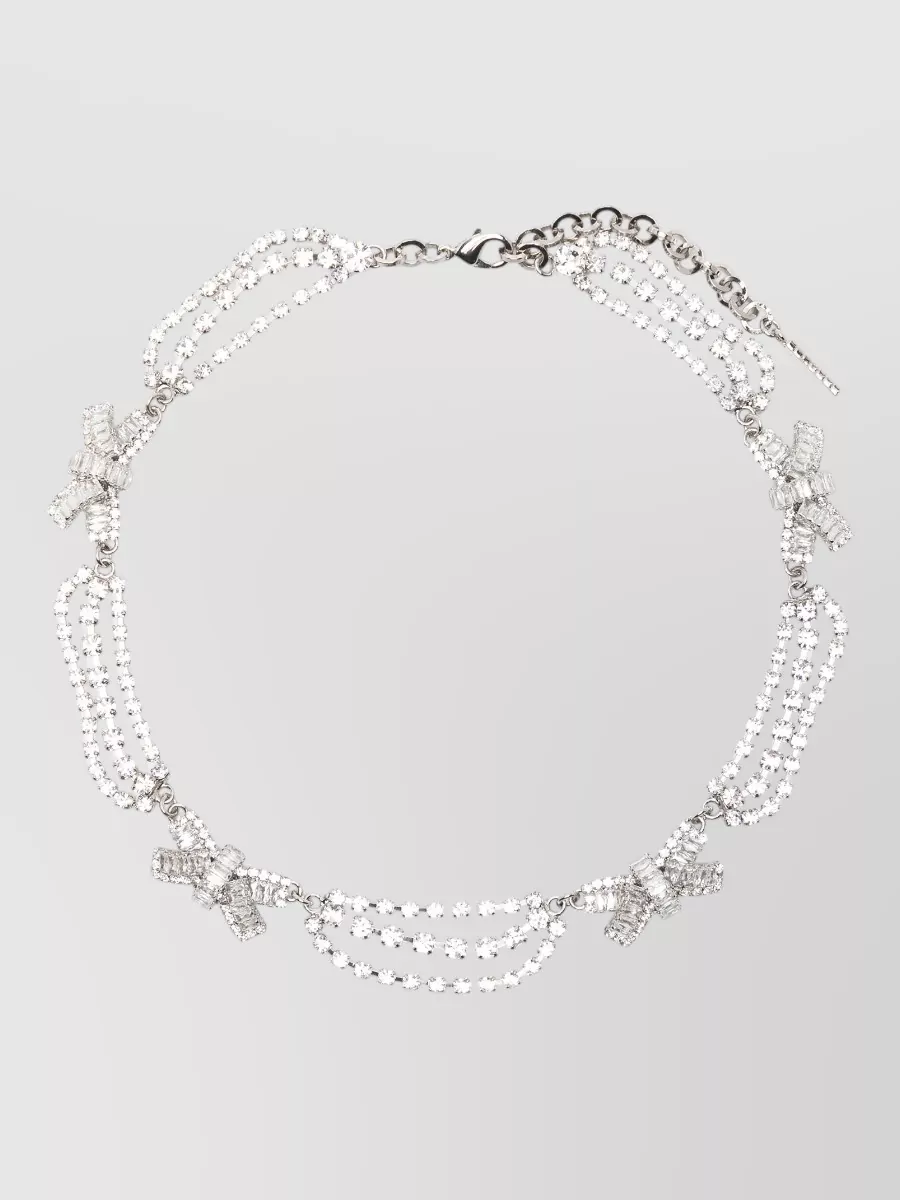 Alessandra Rich crystal embellished bow necklace