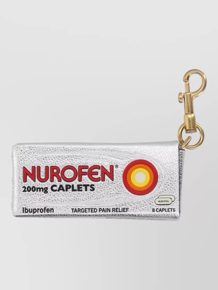 Anya Hindmarch Metallic Finish Keyring And Attachment In Silver