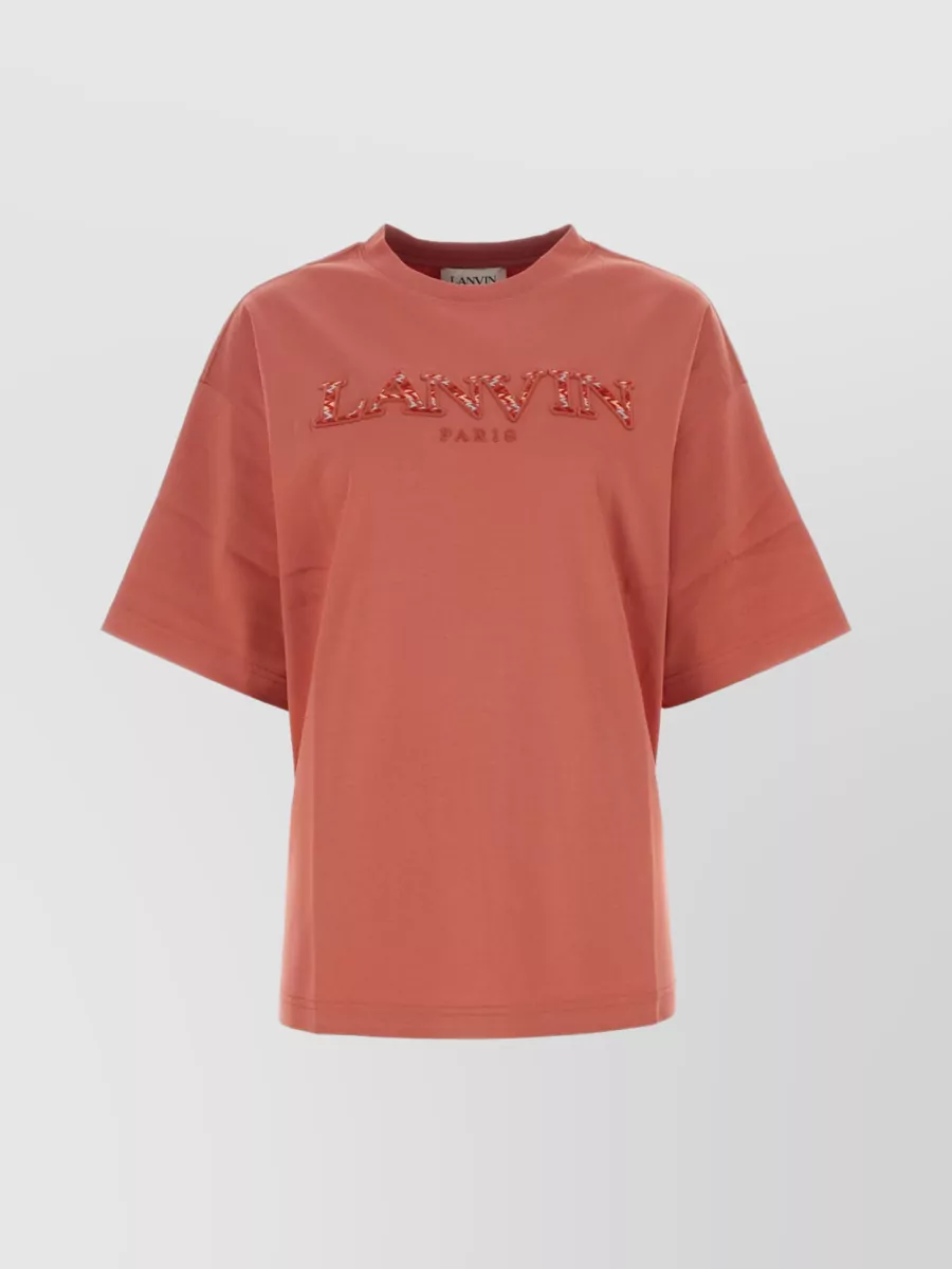 Shop Lanvin Cotton Oversize Crew-neck T-shirt In Burgundy