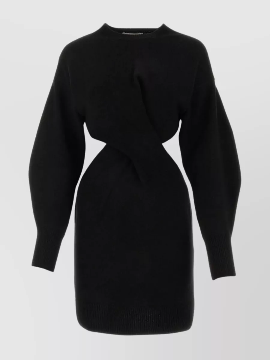 Shop Alexander Mcqueen Front Gathered Twist-back Dress In Black