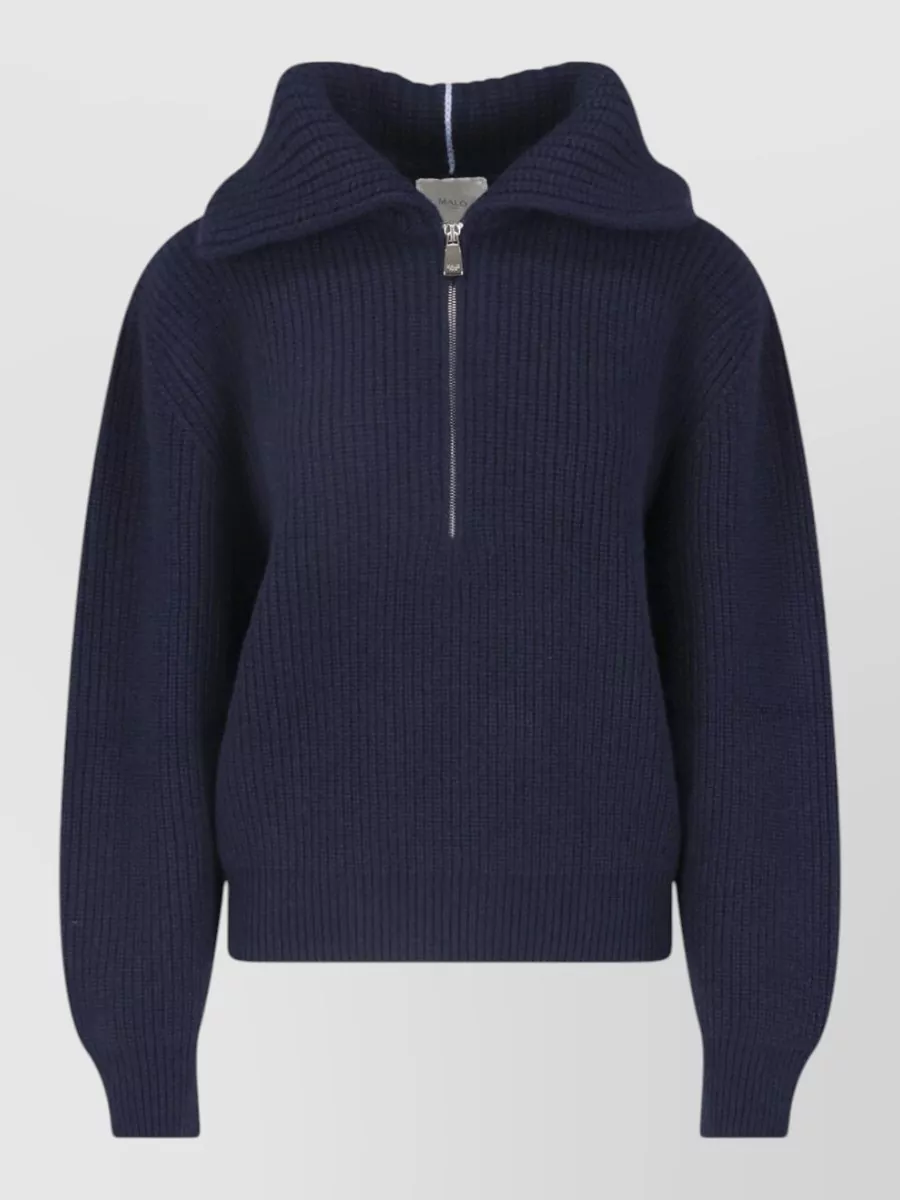 Malo Cashmere ribbed oversized high-neck zip sweater