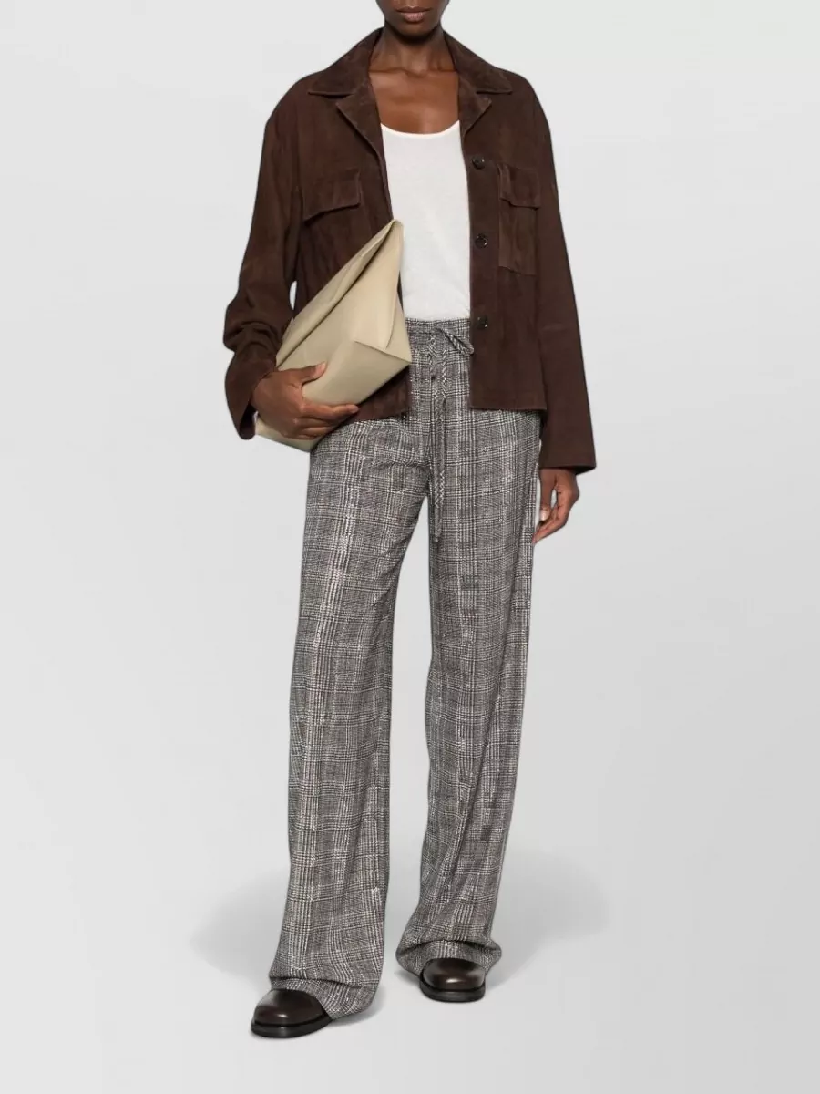 Ermanno Scervino crystal-embellished checked wide-leg trousers