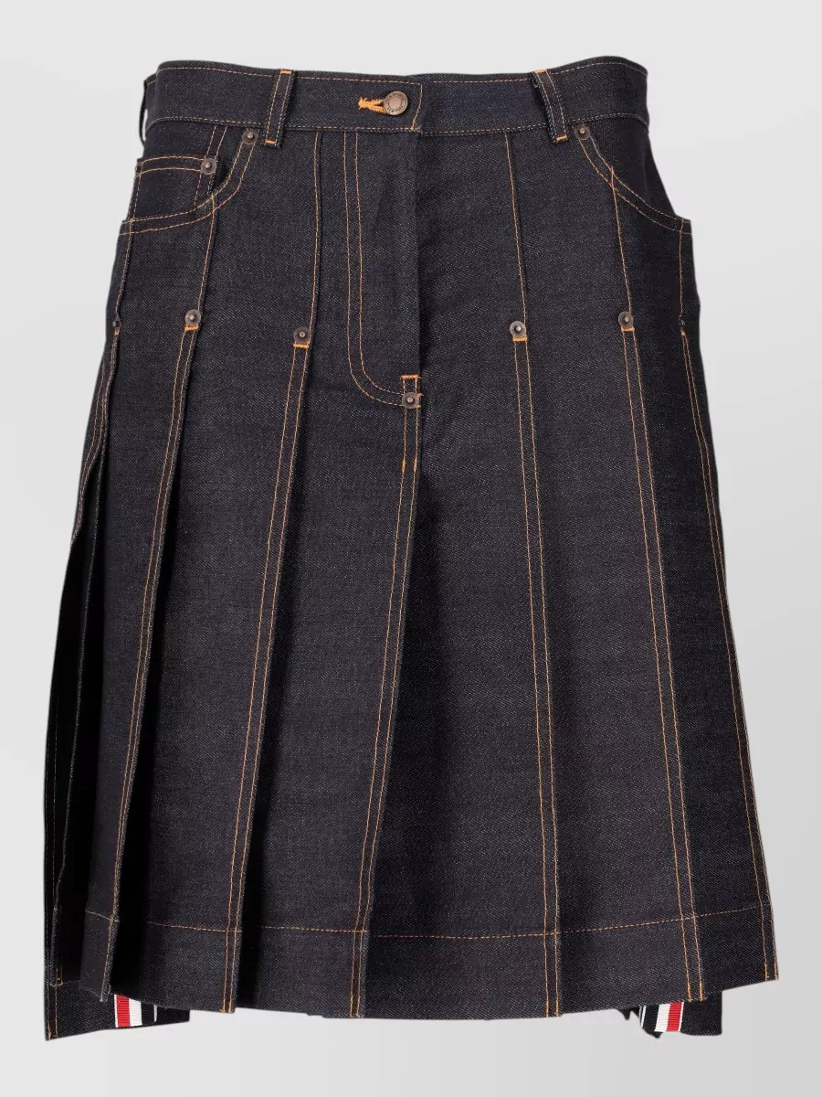 Thom Browne Denim Bermuda Pleated Skirt
