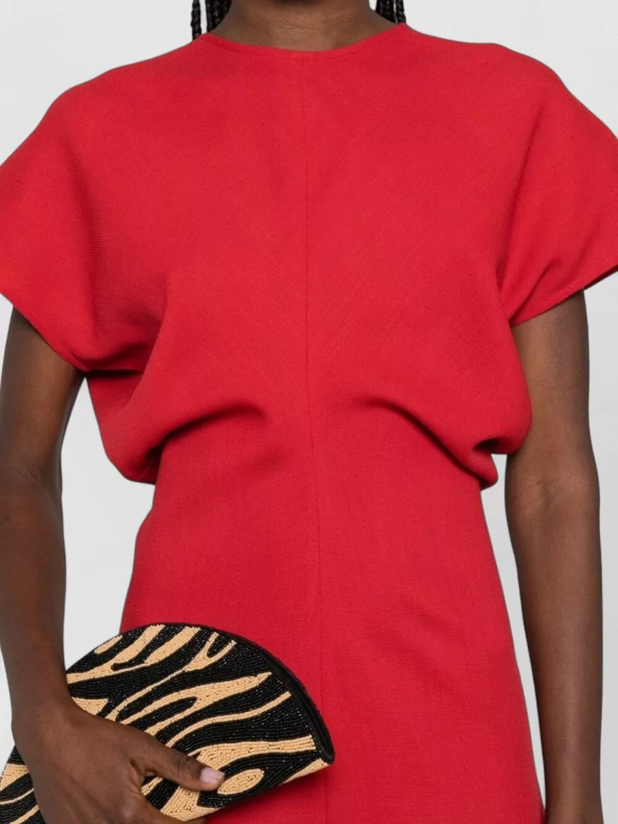 Totême Wool Maxi Dress Cap Sleeves Draped Sides