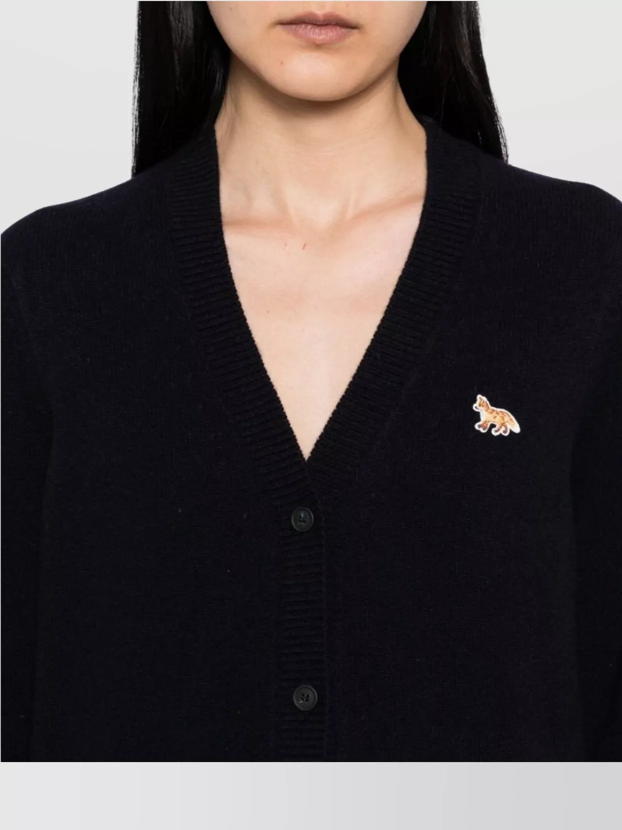 Maison Kitsuné V-Neck Long Sleeve Wool Cardigan