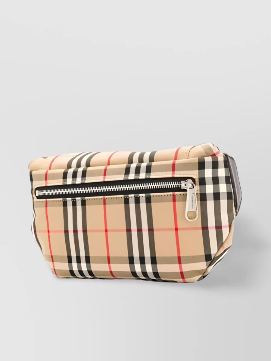 Shop Burberry Vintage Check Belt Bag With Adjustable Fit In Cream