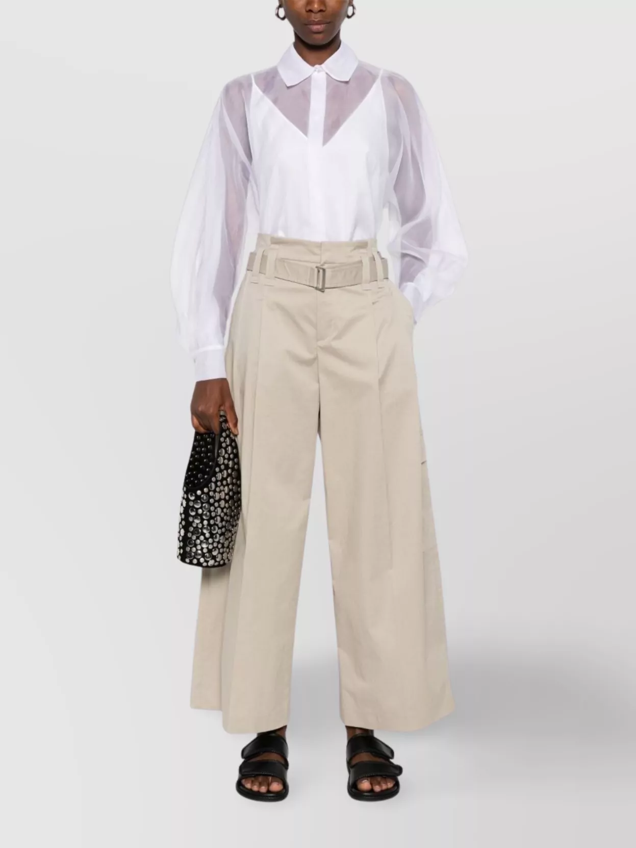 Max Mara Sheer Fabric Relaxed Fit Pointed Collar In White