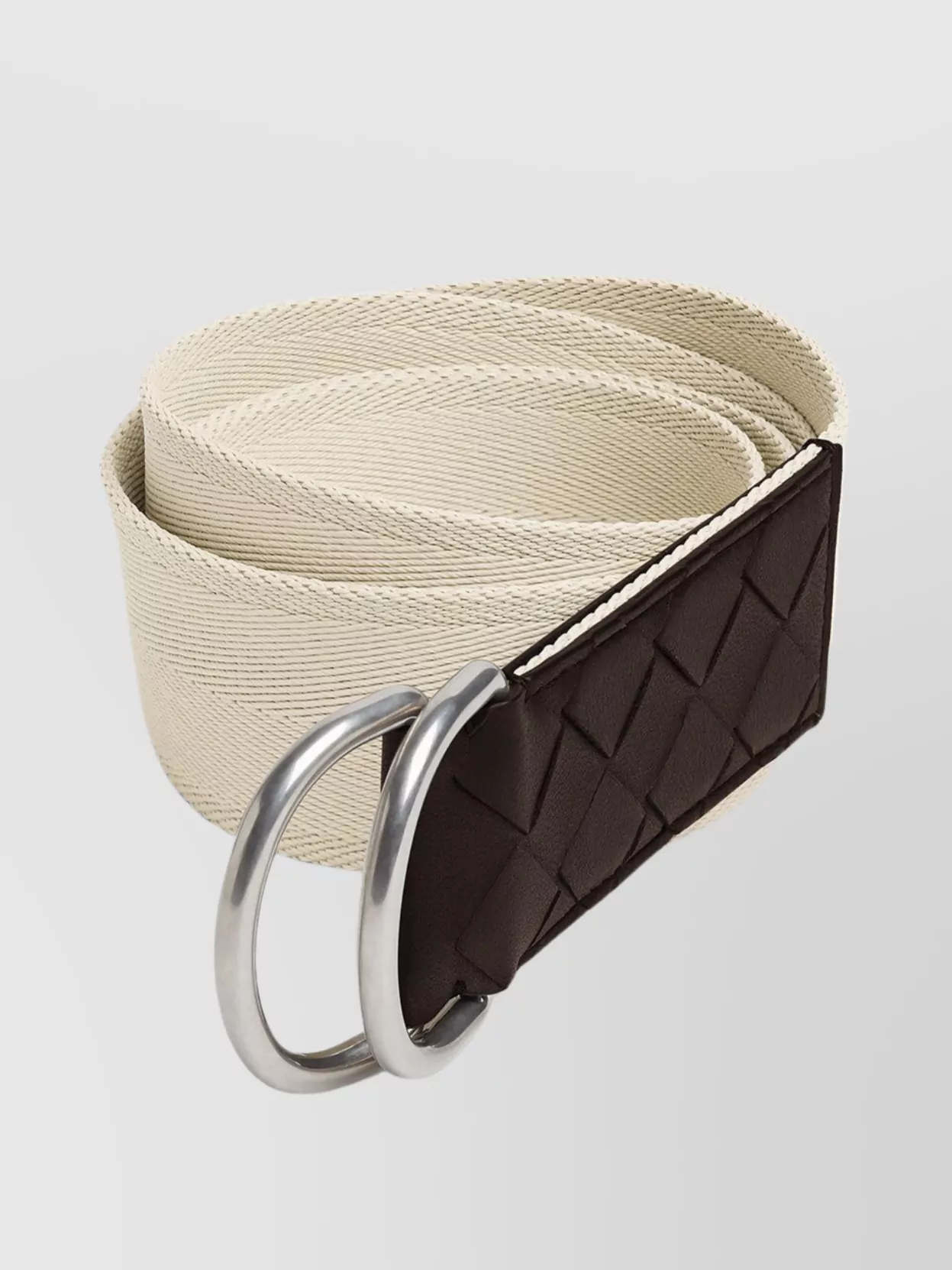 Bottega Veneta Quilted Leather Canvas Belt In White